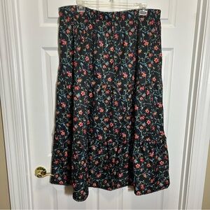 Emery Rose Black and Multicolored Floral A-line Skirt